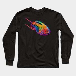 RGB Overload: A Graphic drawing of Gaming PC mouse Long Sleeve T-Shirt